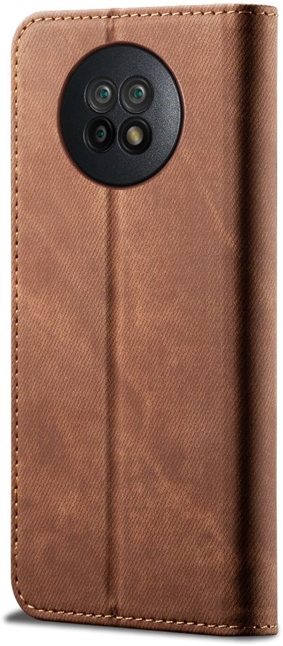 Xiaomi Redmi Note 9T Hoesje Portemonnee Stof Textuur Book Case Bruin afbeelding 3