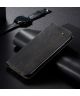 Xiaomi Redmi Note 9T Hoesje Portemonnee Stof Textuur Book Case Zwart