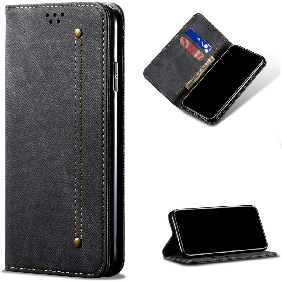 Xiaomi Redmi Note 9T Hoesje Portemonnee Stof Textuur Book Case Zwart afbeelding 11