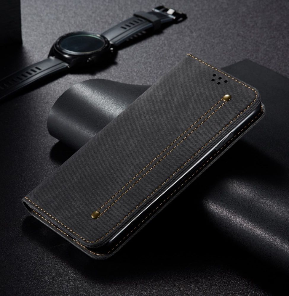 Xiaomi Redmi Note 9T Hoesje Portemonnee Stof Textuur Book Case Zwart afbeelding 5