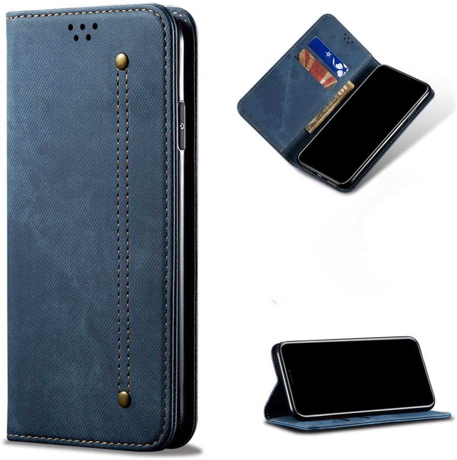 Xiaomi Redmi Note 9T Hoesje Portemonnee Stof Textuur Book Case Blauw afbeelding 11
