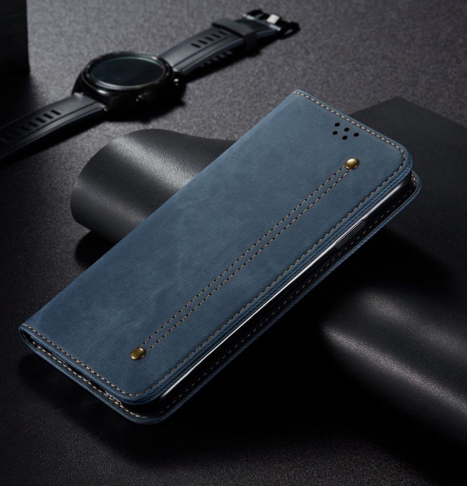 Xiaomi Redmi Note 9T Hoesje Portemonnee Stof Textuur Book Case Blauw afbeelding 7