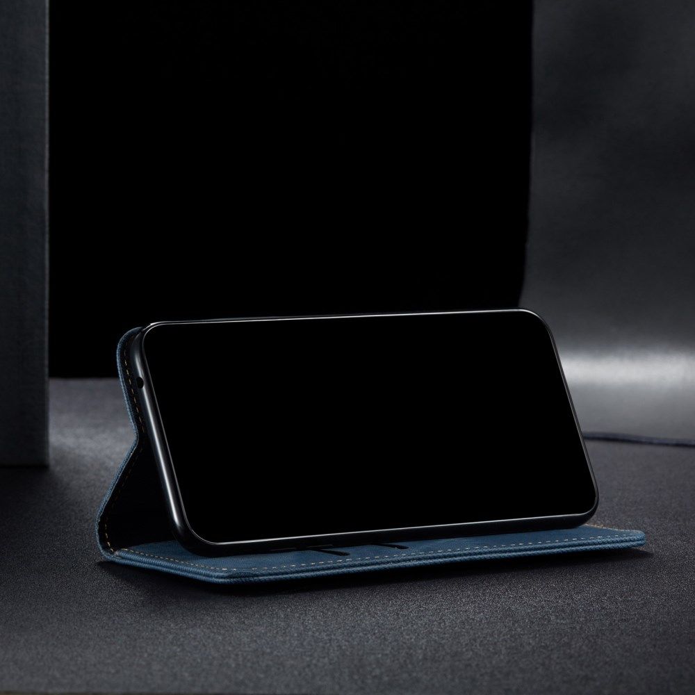Xiaomi Redmi Note 9T Hoesje Portemonnee Stof Textuur Book Case Blauw afbeelding 8