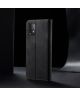 Xiaomi Redmi 9T Hoesje Portemonnee Stof Textuur Book Case Zwart