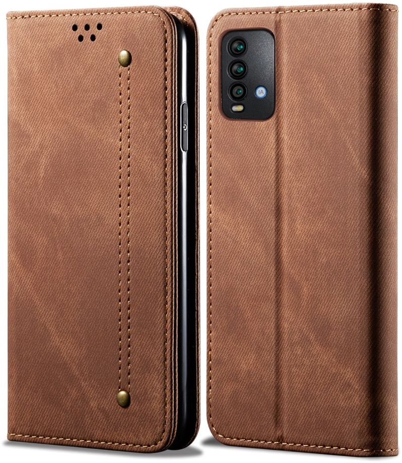 Xiaomi Redmi 9T Hoesje Portemonnee Stof Textuur Book Case Bruin afbeelding 10
