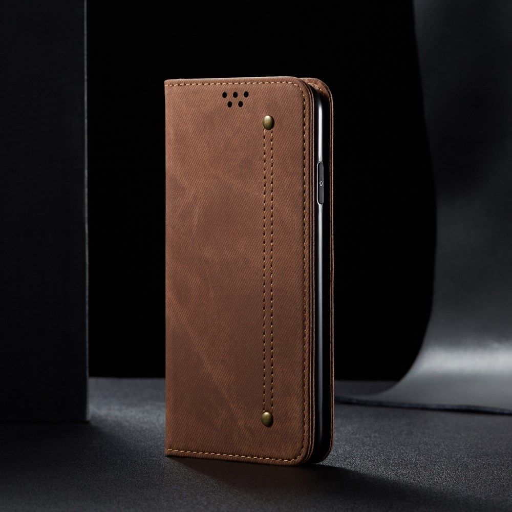 Xiaomi Redmi 9T Hoesje Portemonnee Stof Textuur Book Case Bruin afbeelding 5