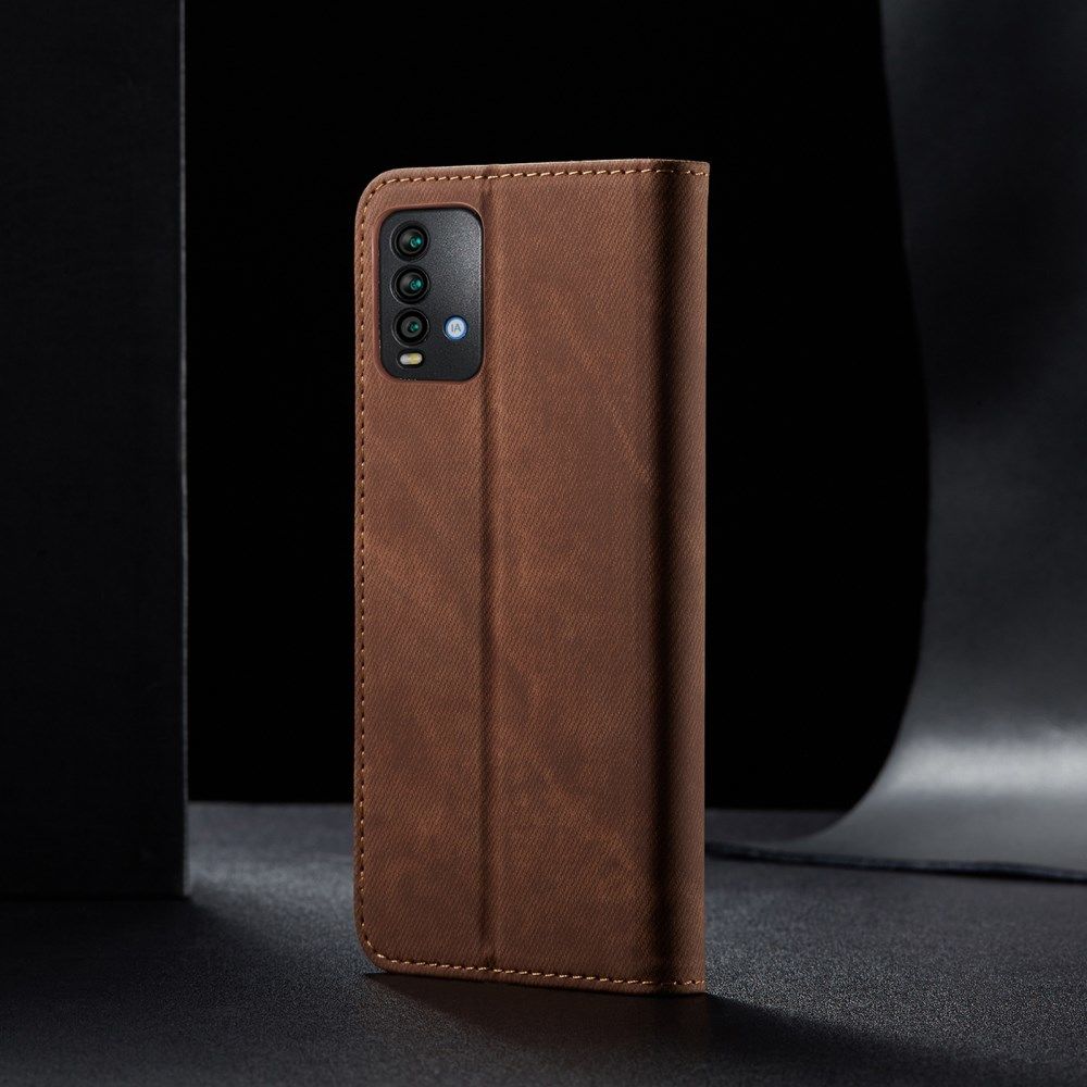 Xiaomi Redmi 9T Hoesje Portemonnee Stof Textuur Book Case Bruin afbeelding 7