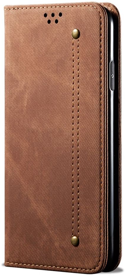 Xiaomi Redmi 9T Hoesje Portemonnee Stof Textuur Book Case Bruin afbeelding 2