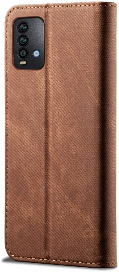 Xiaomi Redmi 9T Hoesje Portemonnee Stof Textuur Book Case Bruin afbeelding 3