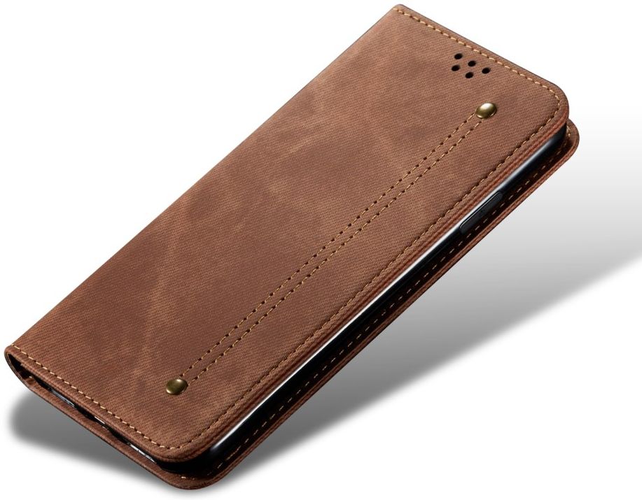 Xiaomi Redmi 9T Hoesje Portemonnee Stof Textuur Book Case Bruin afbeelding 8