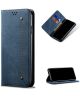 Xiaomi Redmi 9T Hoesje Portemonnee Stof Textuur Book Case Blauw