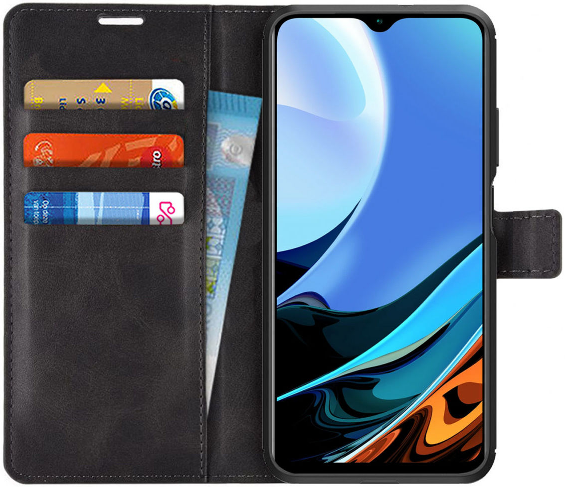 Xiaomi Redmi 9T Hoesje Portemonnee Book Case Zwart afbeelding 1