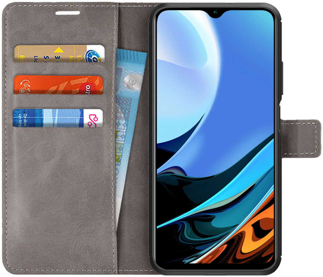 Xiaomi Redmi 9T Hoesje Portemonnee Book Case Grijs afbeelding 1