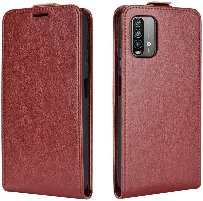 Xiaomi Redmi 9T Hoesje Verticale Flip Wallet Case Bruin afbeelding 4