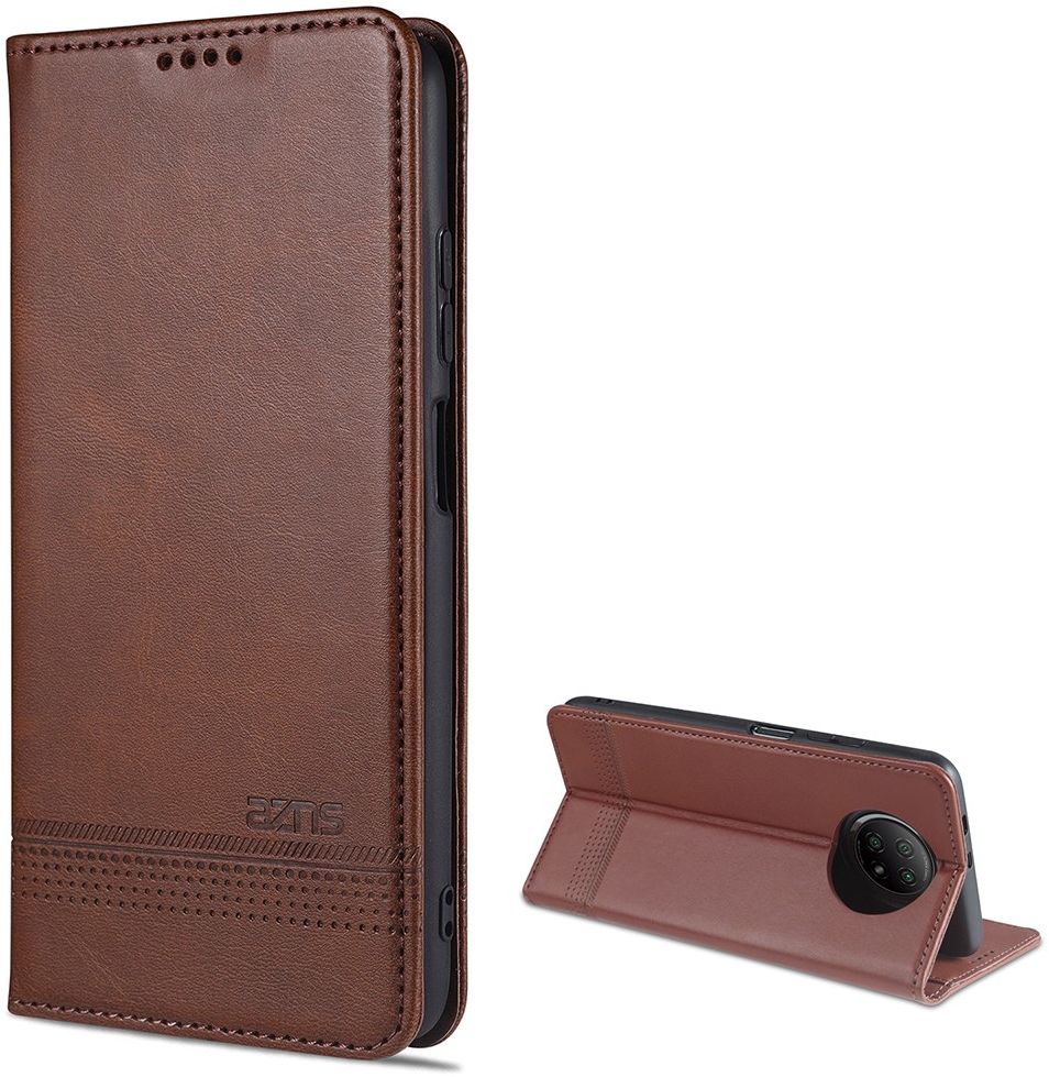 AZNS Xiaomi Redmi Note 9T Hoesje Book Case Kunst Leer Bruin afbeelding 5