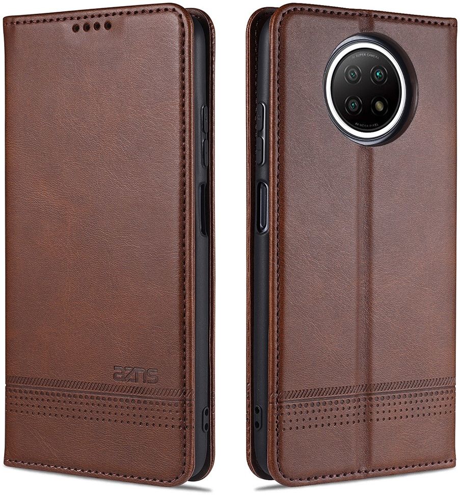 AZNS Xiaomi Redmi Note 9T Hoesje Book Case Kunst Leer Bruin afbeelding 4