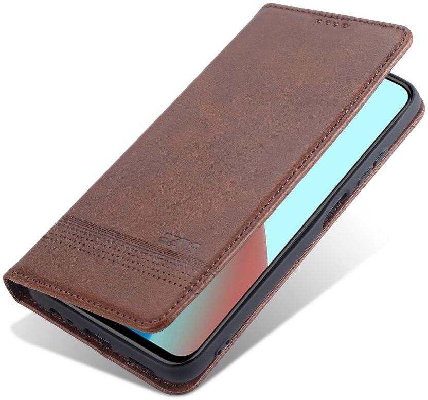 AZNS Xiaomi Redmi Note 9T Hoesje Book Case Kunst Leer Bruin afbeelding 3