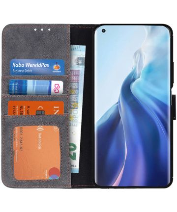 KHAZNEH Xiaomi Mi 11 Hoesje Retro Wallet Book Case met Stand Zwart Hoesjes