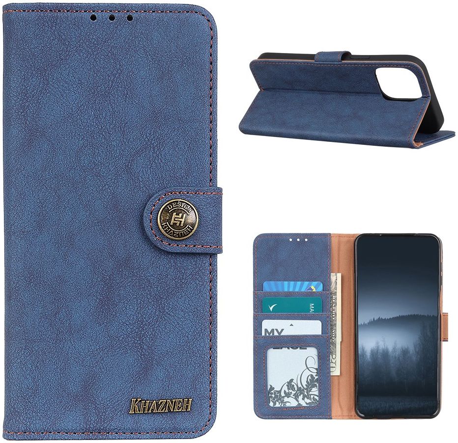 KHAZNEH Xiaomi Mi 11 Hoesje Retro Wallet Book Case met Stand Blauw afbeelding 5
