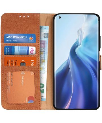 KHAZNEH Xiaomi Mi 11 Hoesje Retro Wallet Book Case met Stand Bruin Hoesjes