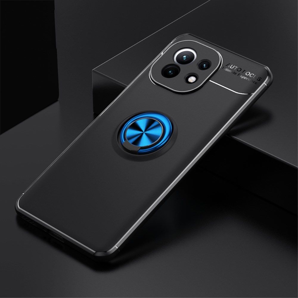 Xiaomi Mi 11 Hoesje Metalen Magnetische Ring Kickstand Blauw Zwart afbeelding 2
