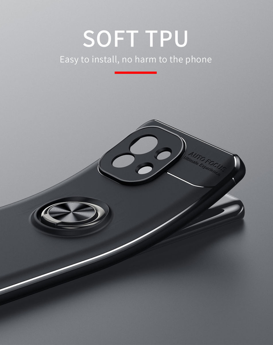 Xiaomi Mi 11 Hoesje Metalen Magnetische Ring Kickstand Blauw Zwart afbeelding 8