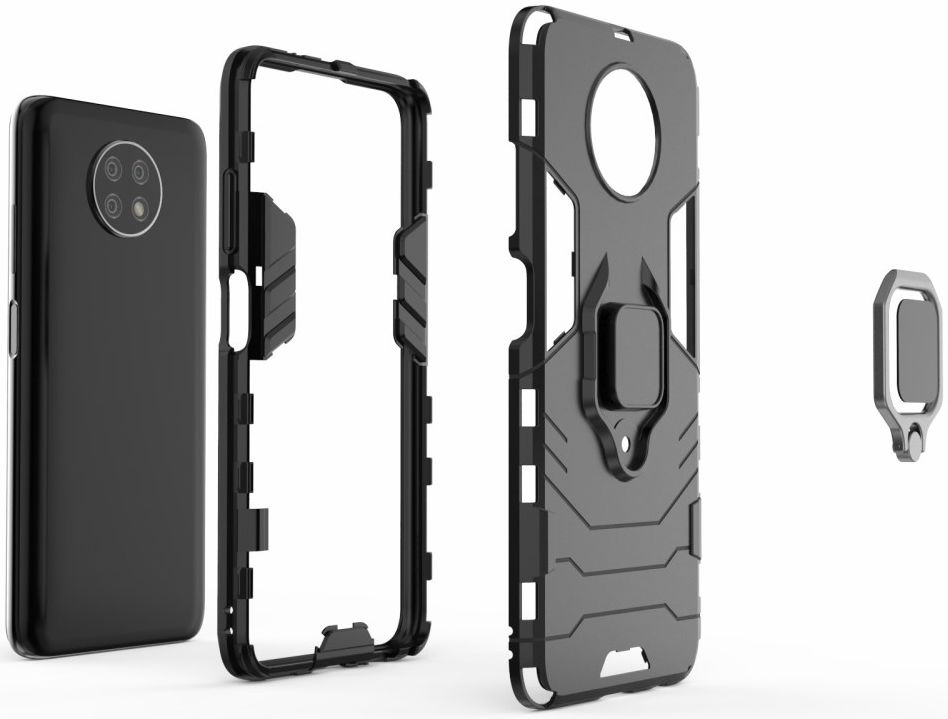 Xiaomi Redmi Note 9T Hoesje met Kickstand Ring Houder Zwart afbeelding 7