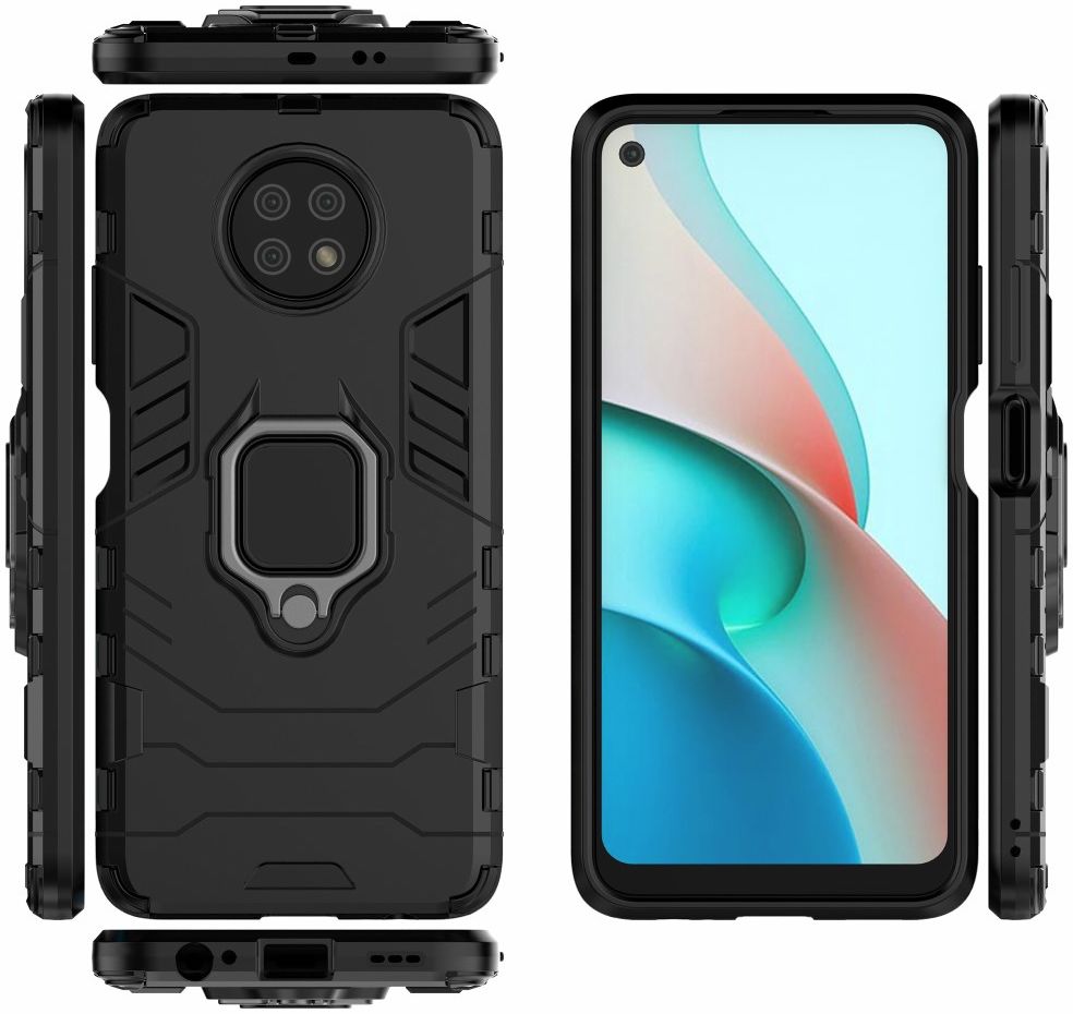 Xiaomi Redmi Note 9T Hoesje met Kickstand Ring Houder Zwart afbeelding 9