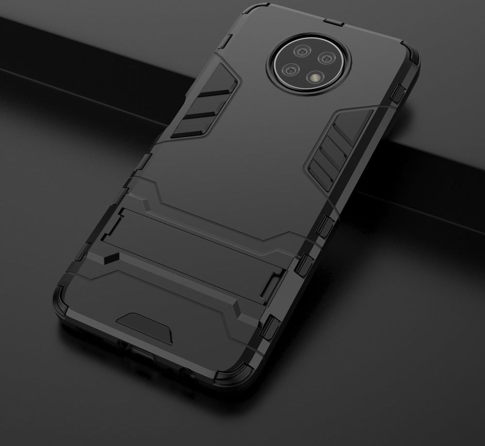 Xiaomi Redmi Note 9T Hoesje Hybride Back Cover met Kickstand Zwart afbeelding 4