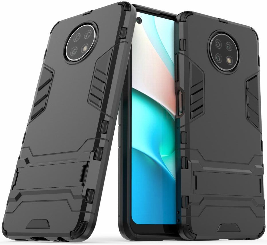 Xiaomi Redmi Note 9T Hoesje Hybride Back Cover met Kickstand Zwart afbeelding 2