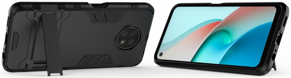 Xiaomi Redmi Note 9T Hoesje Hybride Back Cover met Kickstand Zwart afbeelding 3