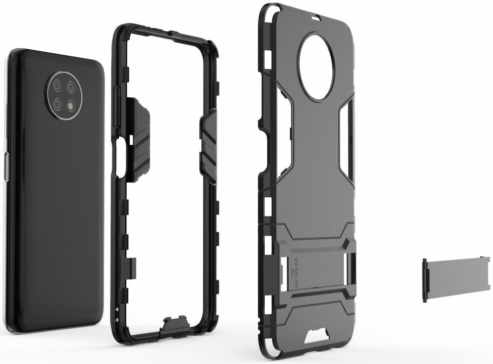 Xiaomi Redmi Note 9T Hoesje Hybride Back Cover met Kickstand Zwart afbeelding 6