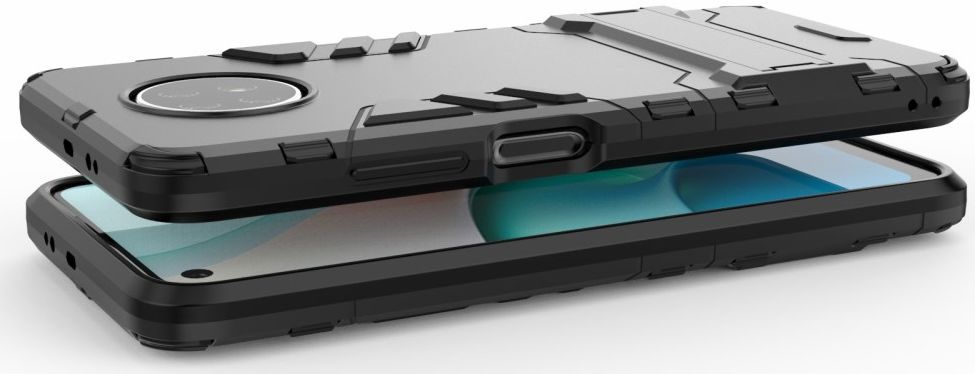 Xiaomi Redmi Note 9T Hoesje Hybride Back Cover met Kickstand Zwart afbeelding 7