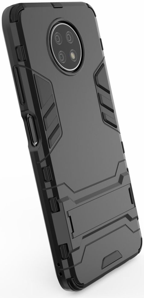 Xiaomi Redmi Note 9T Hoesje Hybride Back Cover met Kickstand Zwart afbeelding 8
