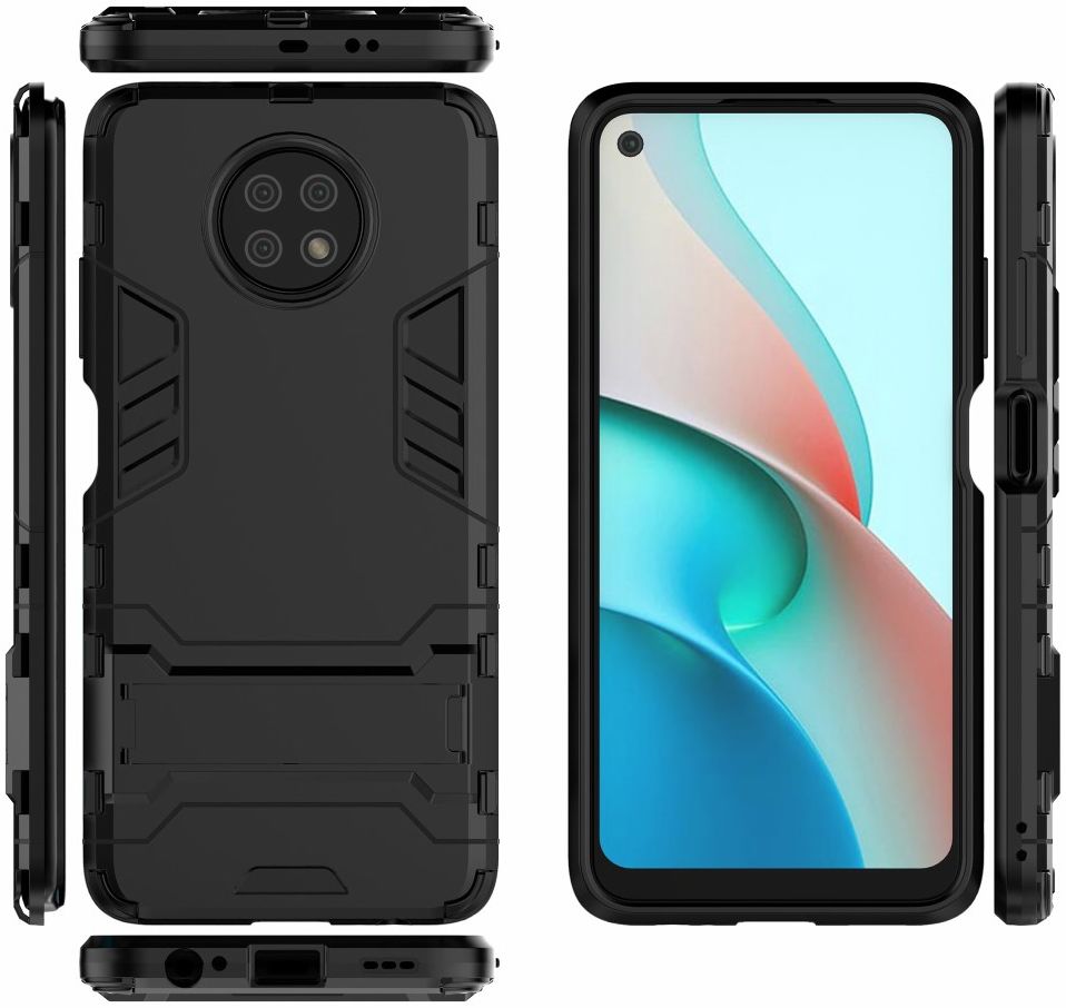 Xiaomi Redmi Note 9T Hoesje Hybride Back Cover met Kickstand Zwart afbeelding 9