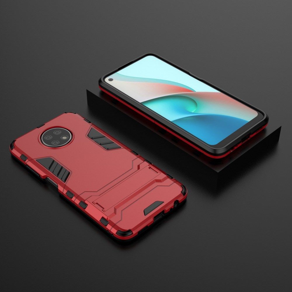 Xiaomi Redmi Note 9T Hoesje Hybride Back Cover met Kickstand Rood afbeelding 5