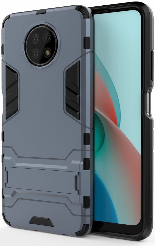 Xiaomi Redmi Note 9T Hoesje Hybride Back Cover met Kickstand Blauw afbeelding 1