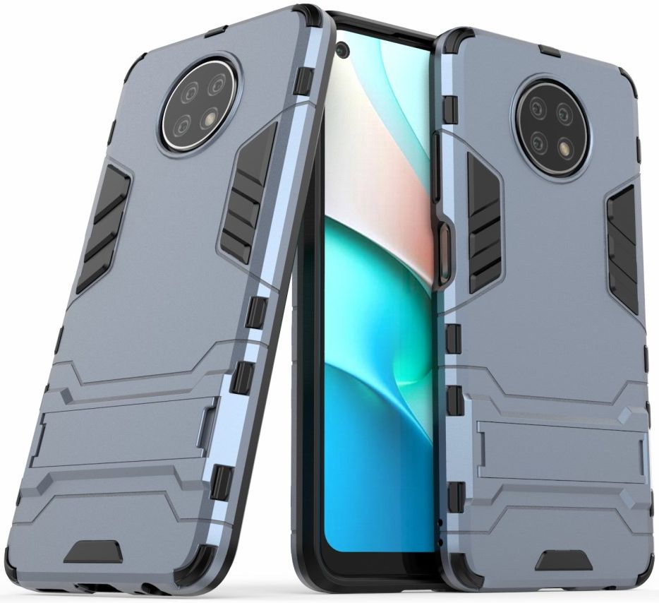 Xiaomi Redmi Note 9T Hoesje Hybride Back Cover met Kickstand Blauw afbeelding 2