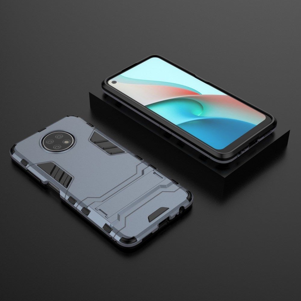 Xiaomi Redmi Note 9T Hoesje Hybride Back Cover met Kickstand Blauw afbeelding 5