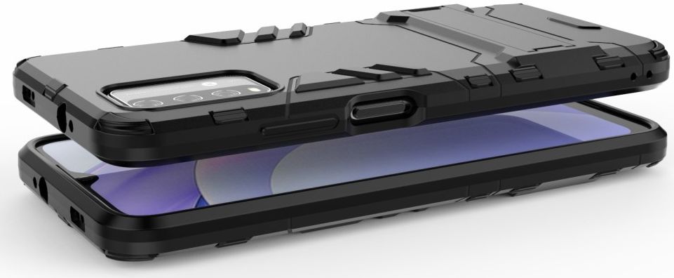 Xiaomi Redmi 9T Hoesje Hybride Back Cover met Kickstand Zwart afbeelding 8