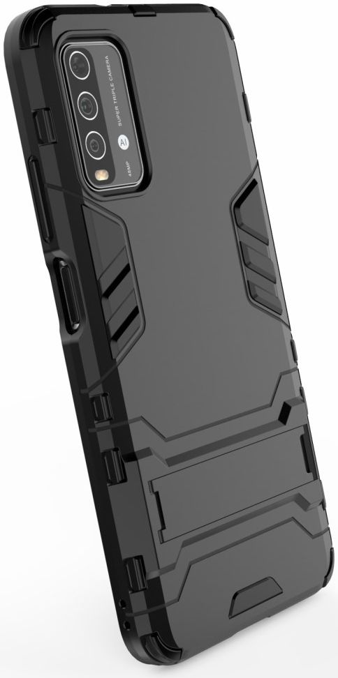 Xiaomi Redmi 9T Hoesje Hybride Back Cover met Kickstand Zwart afbeelding 9
