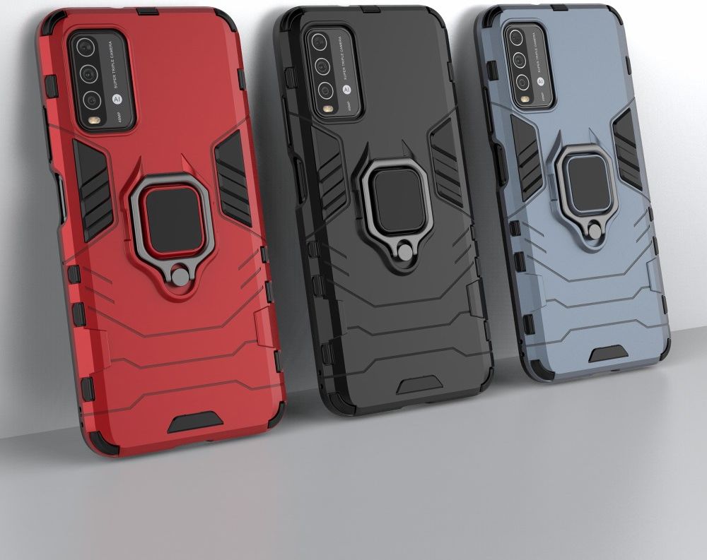 Xiaomi Redmi 9T Hoesje met Kickstand Ring Houder Zwart afbeelding 5