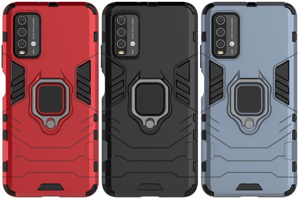 Xiaomi Redmi 9T Hoesje met Kickstand Ring Houder Zwart afbeelding 6