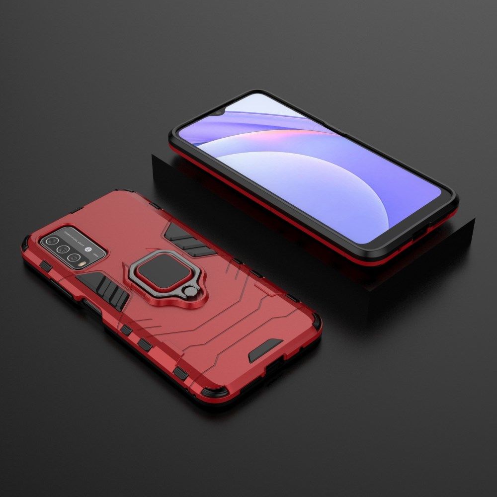 Xiaomi Redmi 9T Hoesje met Kickstand Ring Houder Rood afbeelding 5