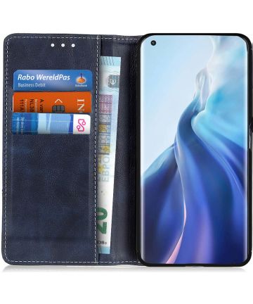 Xiaomi Mi 11 Hoesje Portemonnee met Drukknoop Sluiting Blauw Hoesjes