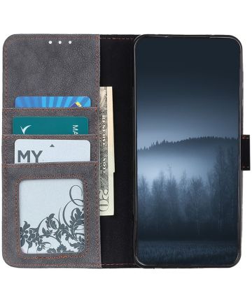 Xiaomi Redmi Note 9T Hoesje Retro Wallet Book Case Zwart Hoesjes