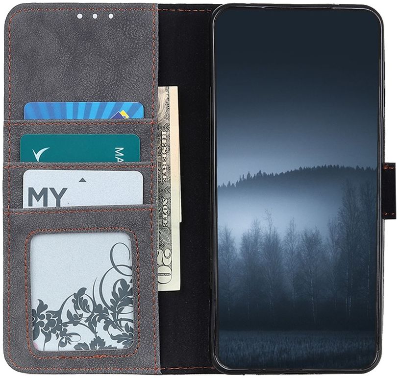 Xiaomi Redmi Note 9T Hoesje Retro Wallet Book Case Zwart afbeelding 1