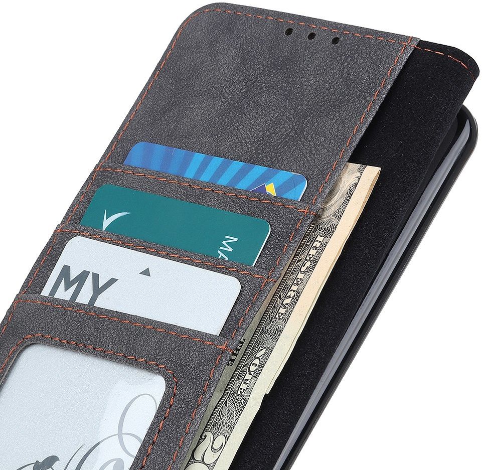 Xiaomi Redmi Note 9T Hoesje Retro Wallet Book Case Zwart afbeelding 4