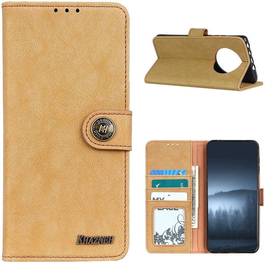 Xiaomi Redmi Note 9T Hoesje Retro Wallet Book Case Khaki afbeelding 5