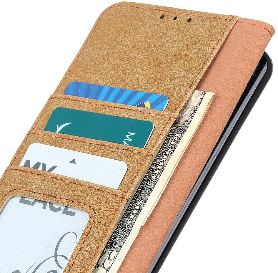 Xiaomi Redmi Note 9T Hoesje Retro Wallet Book Case Khaki afbeelding 4